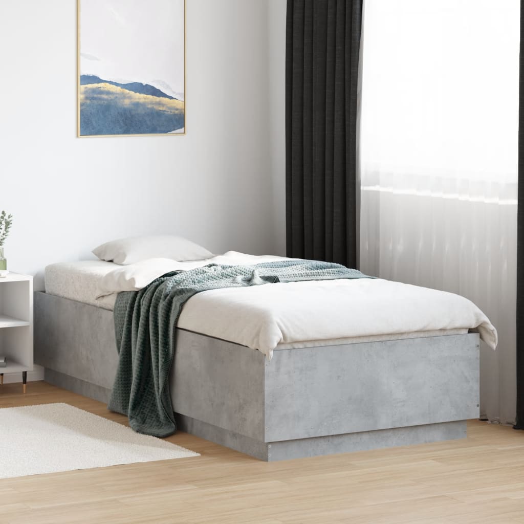 vidaXL Cadre de lit avec lumières LED gris béton 90x200 cm
