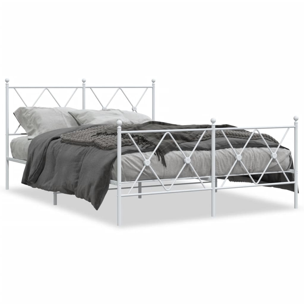 vidaXL Cadre de lit métal avec tête de lit/pied de lit blanc 140x190cm