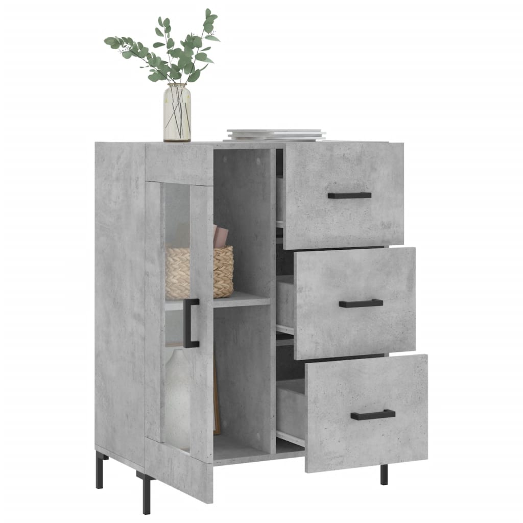 vidaXL Buffet gris béton 69,5x34x90 cm bois d'ingénierie