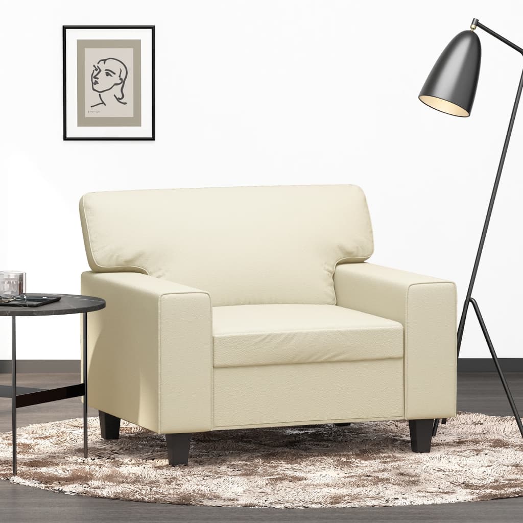 vidaXL Fauteuil Crème 60 cm Similicuir