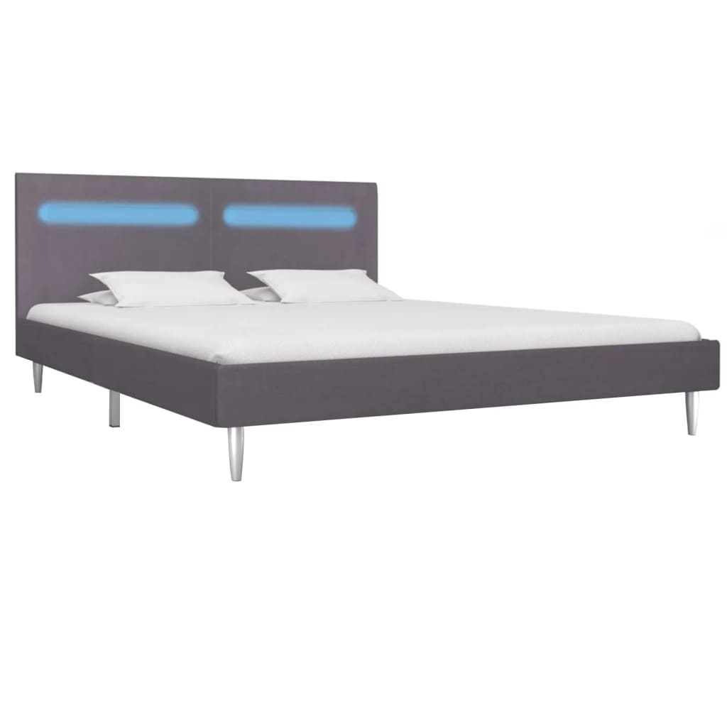 vidaXL Cadre de lit avec LED sans matelas gris 180x200 cm tissu