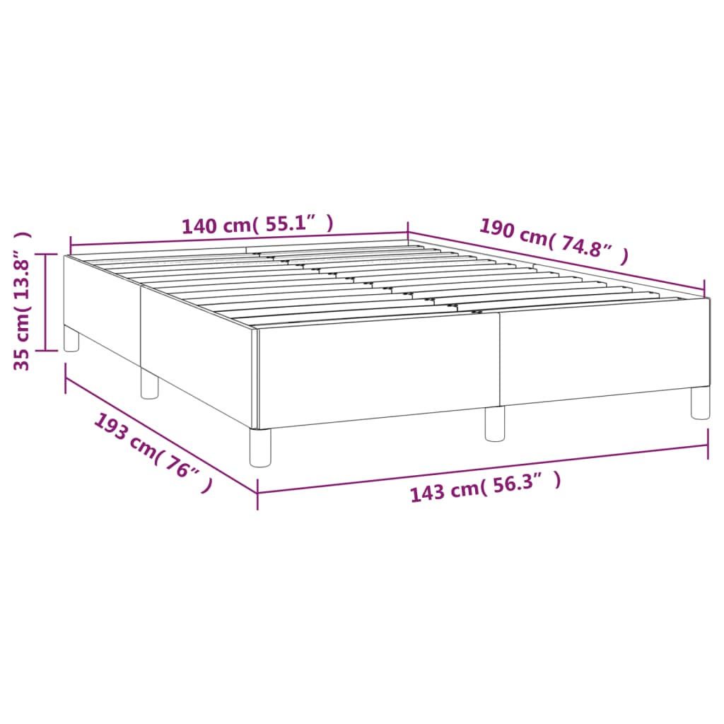 vidaXL Cadre de lit sans matelas bleu foncé 140x190 cm velours