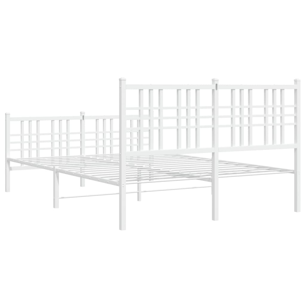 vidaXL Cadre de lit métal sans matelas et pied de lit blanc 120x200 cm