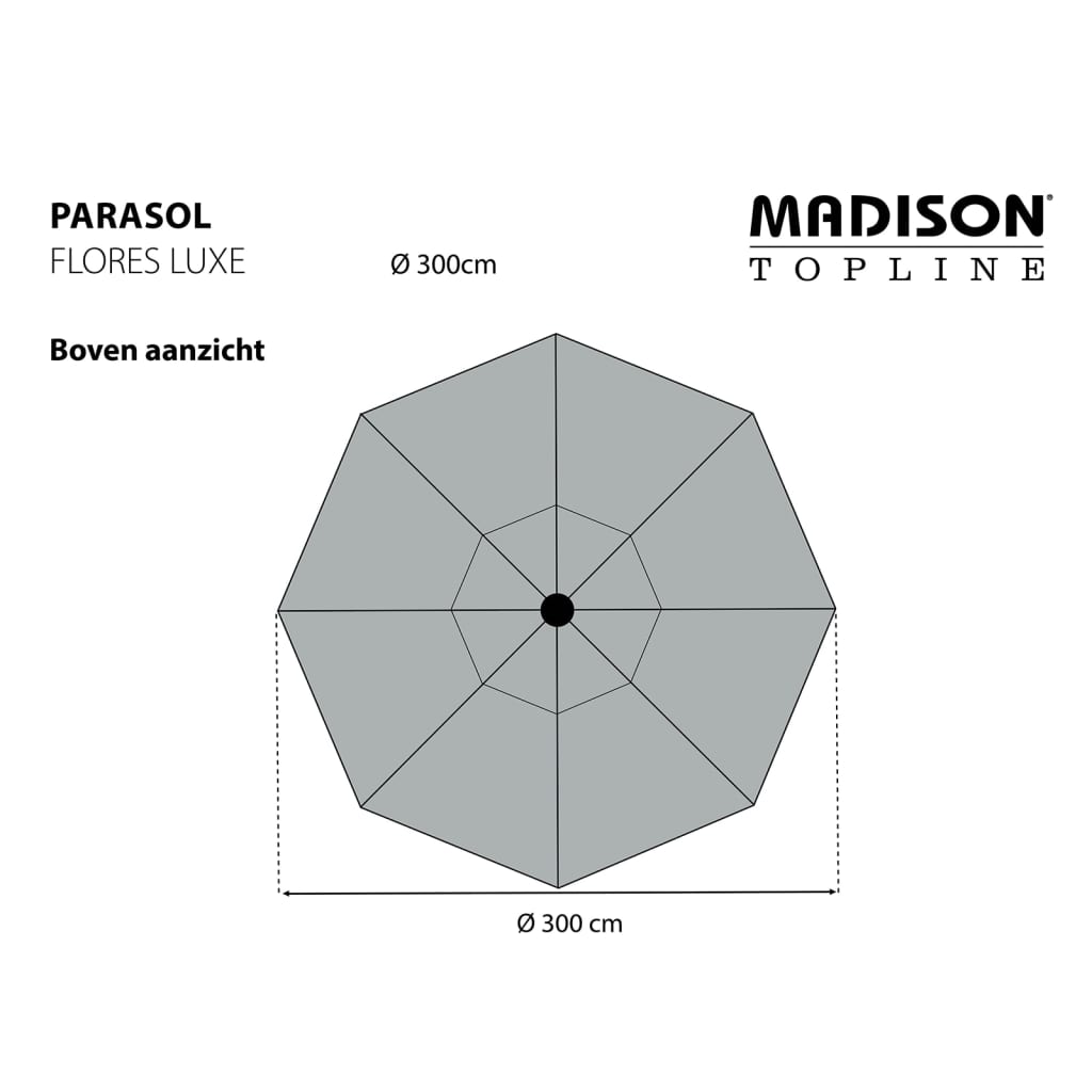 Madison Parasol Flores Luxe 300 cm Rond Écru