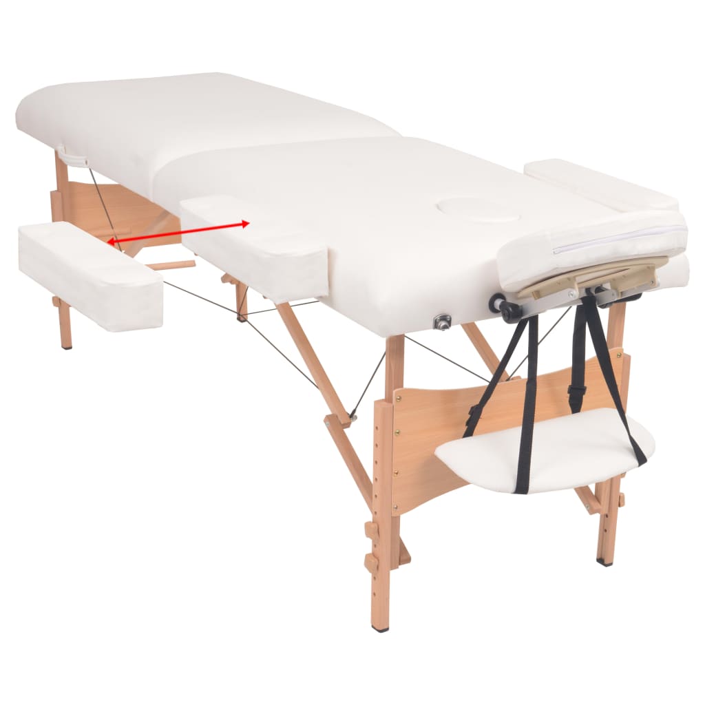 vidaXL Table de massage pliable et tabouret 10 cm d'épaisseur Blanc