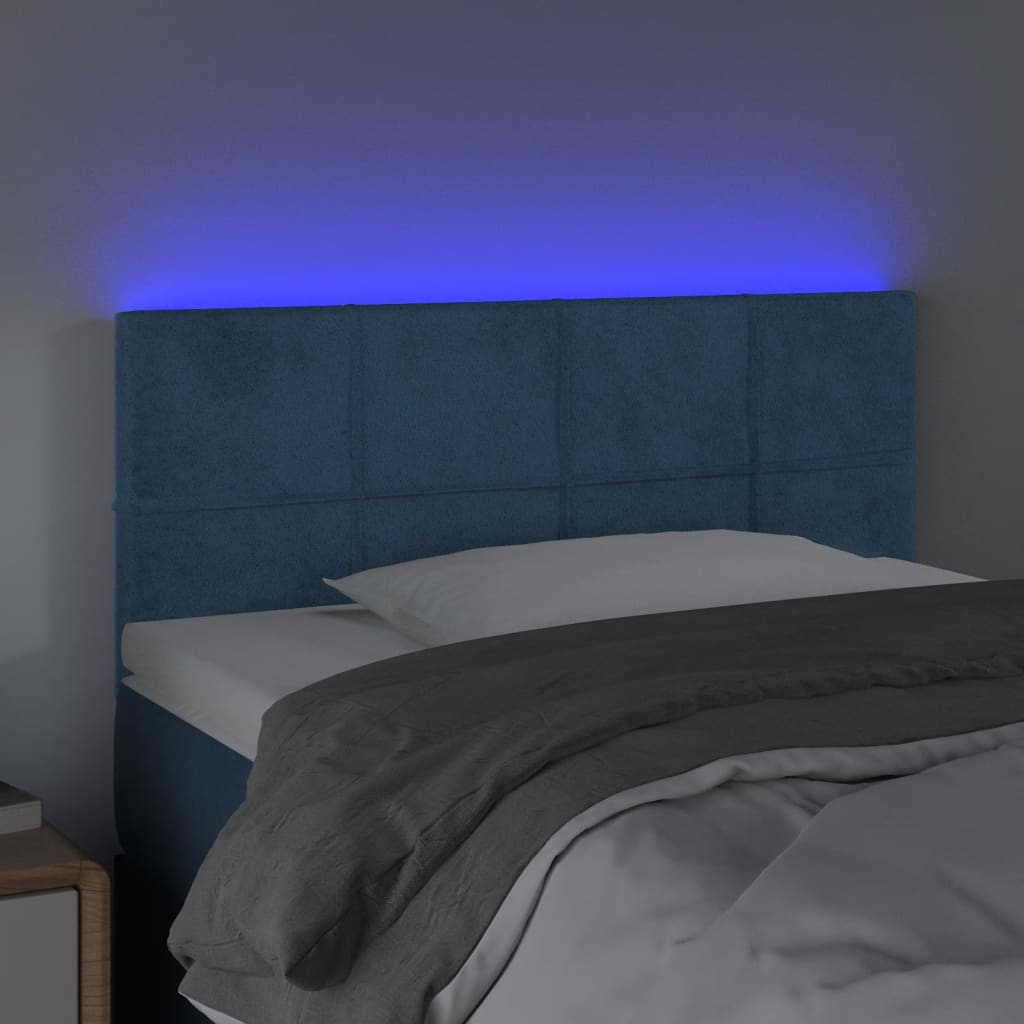 vidaXL Tête de lit à LED Bleu foncé 80x5x78/88 cm Velours