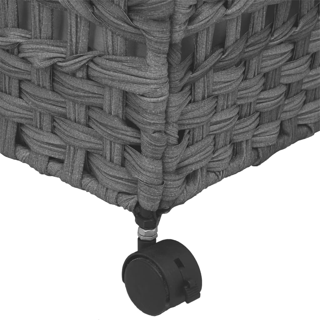 vidaXL Panier à linge avec roulettes gris 66x35x60 cm résine tressée