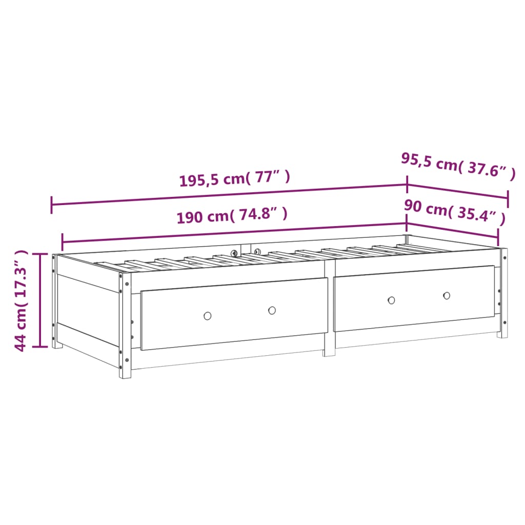 vidaXL Lit de jour sans matelas blanc 90x190 cm bois de pin massif