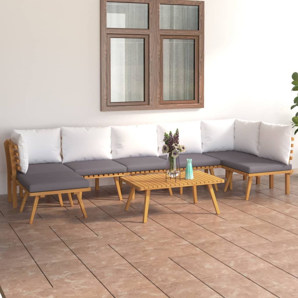 vidaXL Salon de jardin 8 pcs avec coussins Bois d'acacia solide