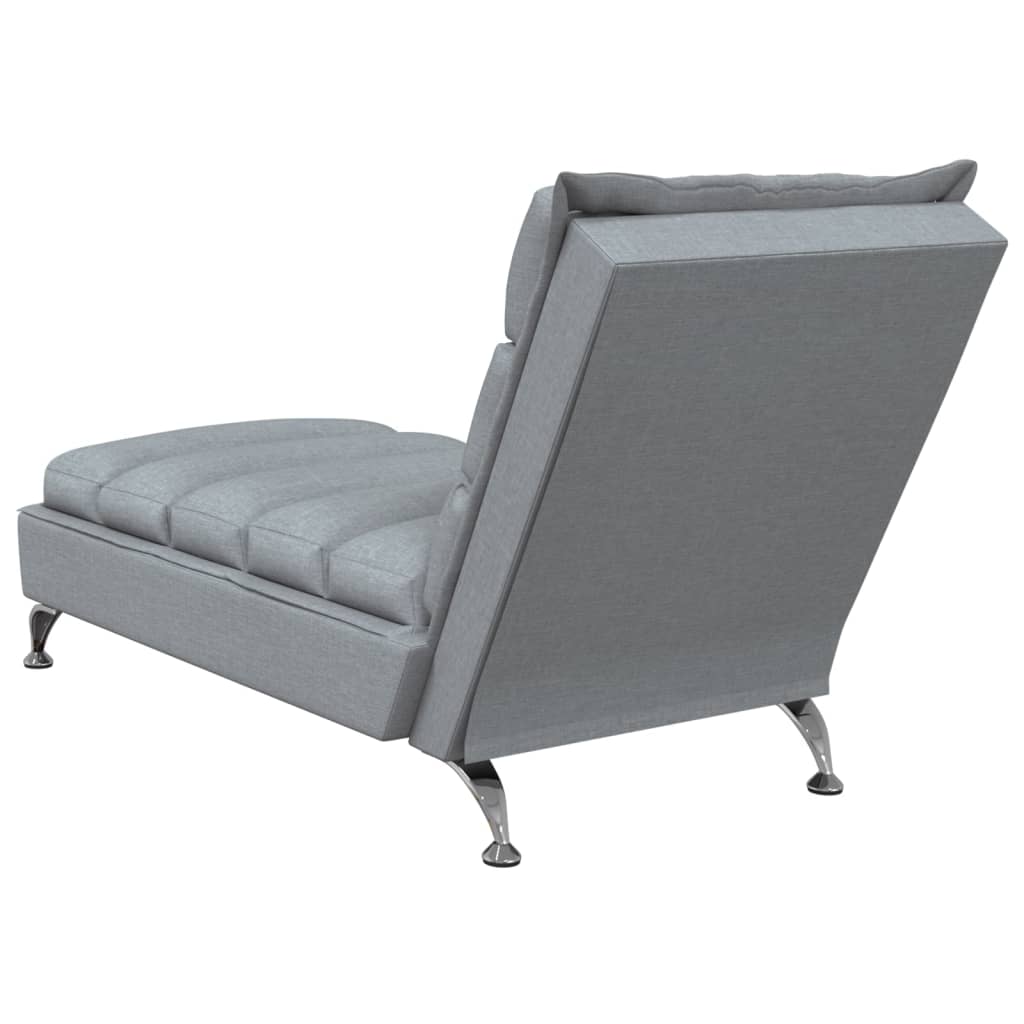 vidaXL Chaise longue avec coussins gris clair tissu