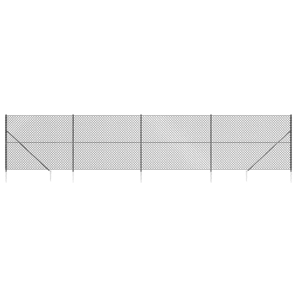 vidaXL Clôture à mailles losangées avec ancrage anthracite 1,8x10 m
