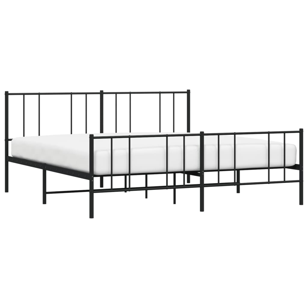 vidaXL Cadre de lit métal sans matelas avec pied de lit noir 193x203cm