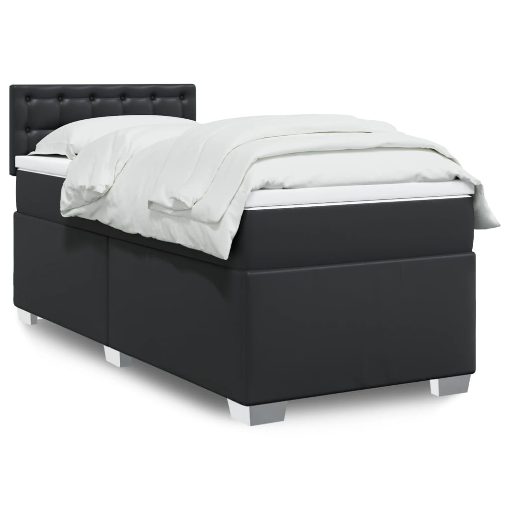 vidaXL Sommier à lattes de lit avec matelas Noir 90x190 cm Similicuir