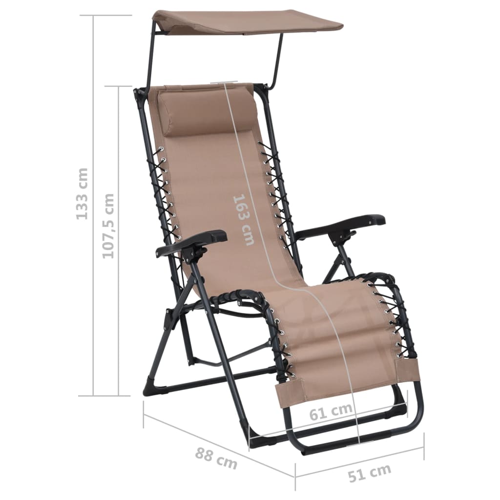 vidaXL Chaise pliable de terrasse Textilène Taupe