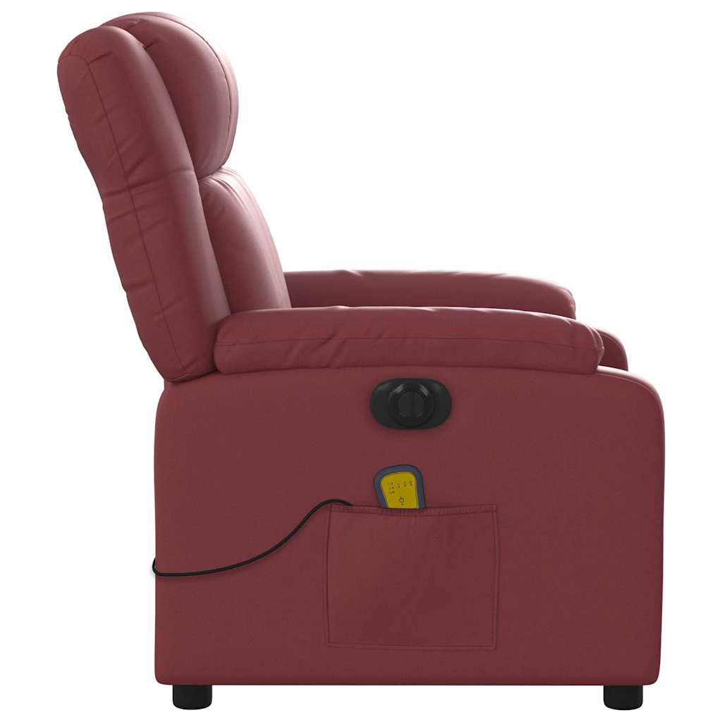 vidaXL Fauteuil de massage inclinable électrique rouge bordeaux