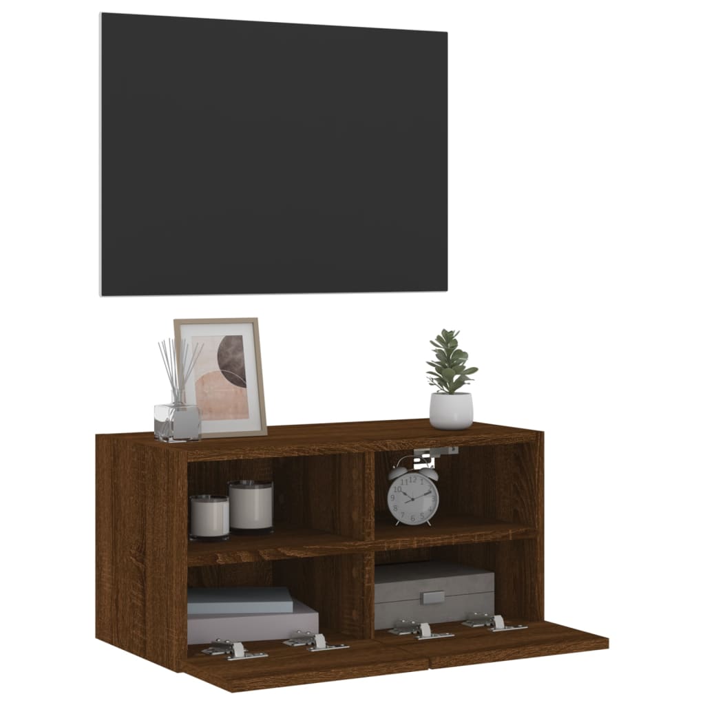 vidaXL Meuble TV mural chêne marron 60x30x30 cm bois d'ingénierie