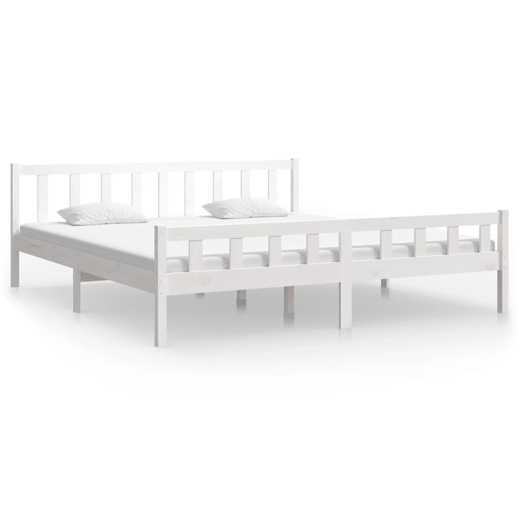 vidaXL Cadre de lit blanc bois massif 160x200 cm