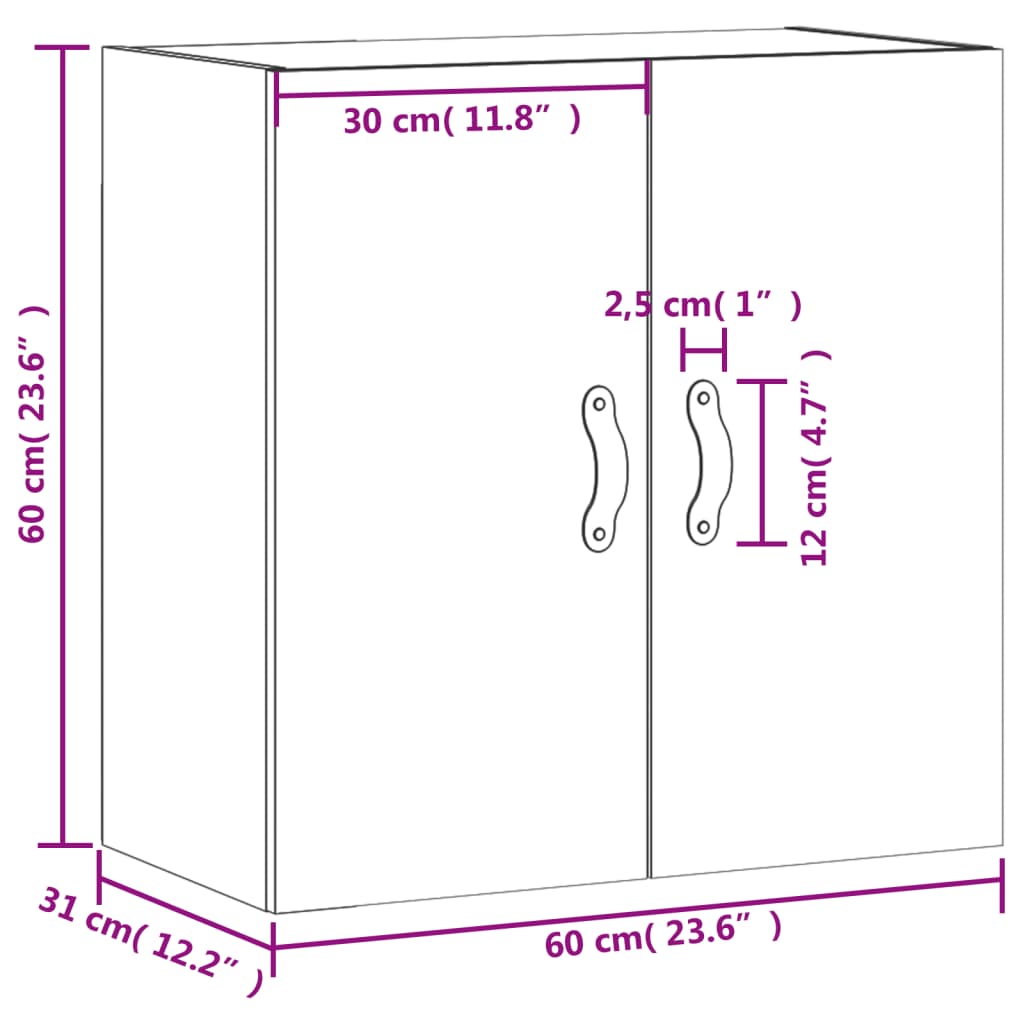 vidaXL Armoire murale blanc 60x31x60 cm bois d'ingénierie