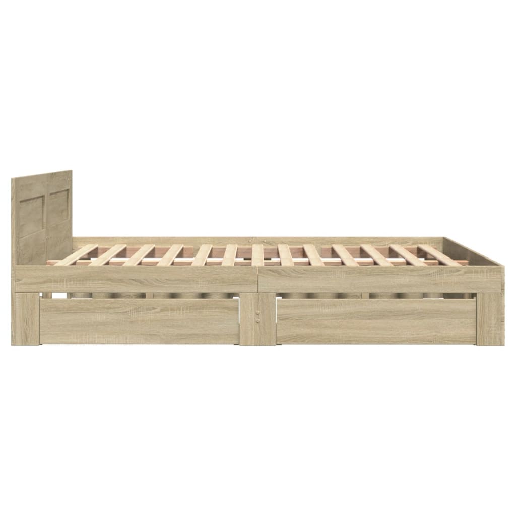 vidaXL Cadre de lit tête de lit sans matelas chêne sonoma 140x200 cm