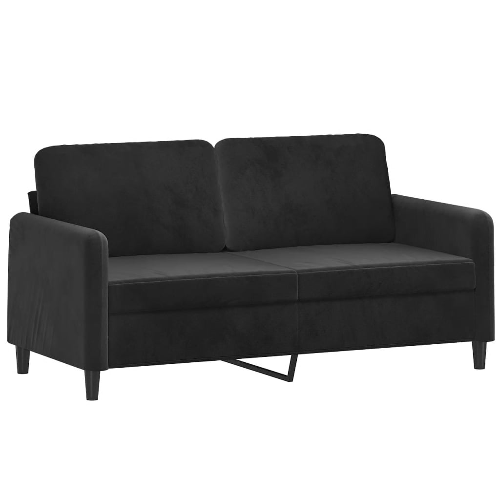 vidaXL Canapé 2 places avec oreillers décoratifs noir 140 cm velours