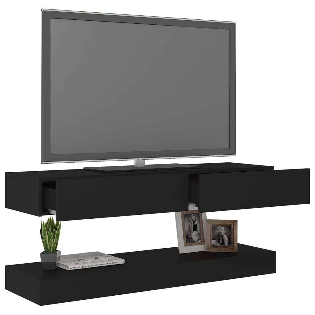 vidaXL Meuble TV avec lumières LED Noir 120x35 cm