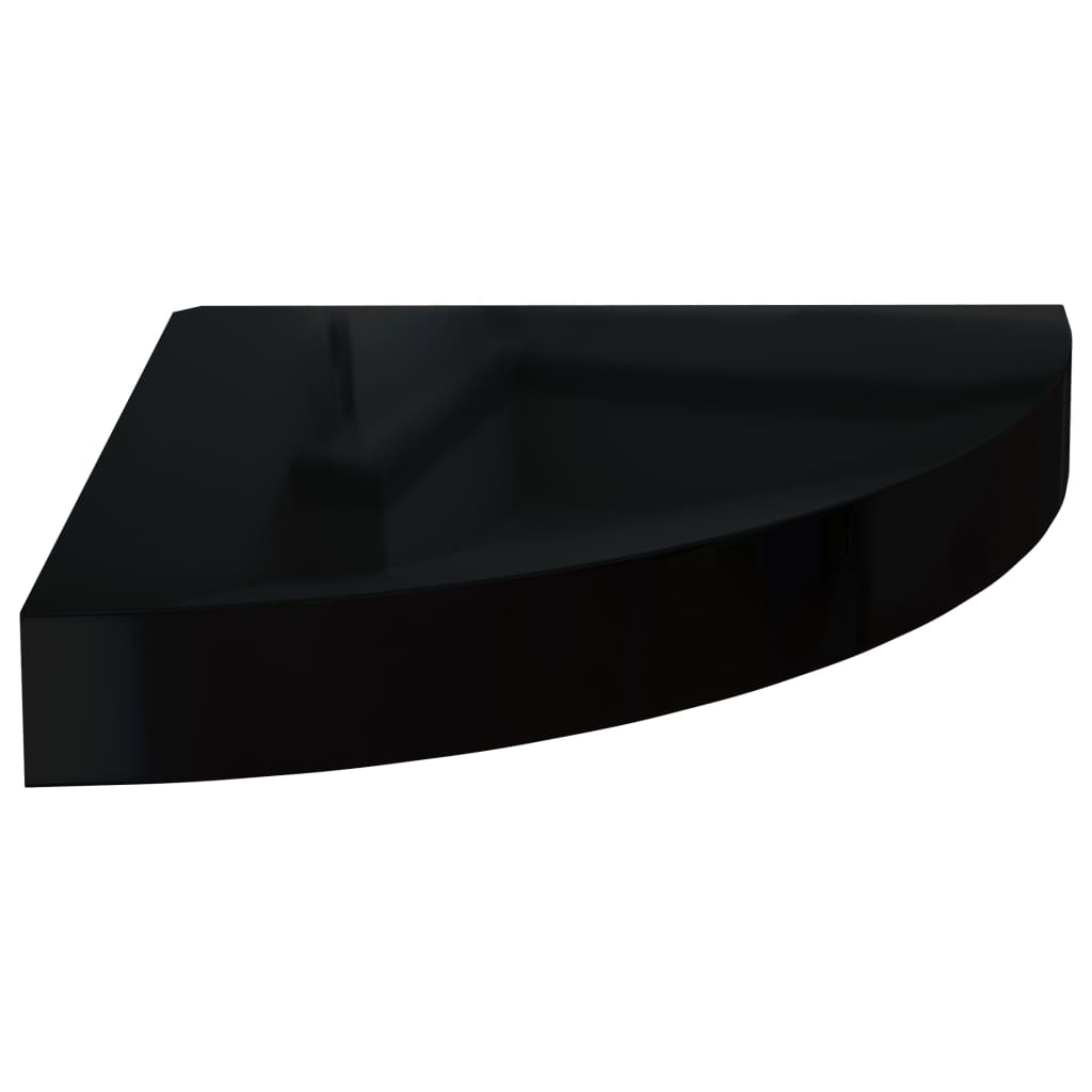 vidaXL Étagères d'angle flottantes 2pcs noir brillant 25x25x3,8cm MDF