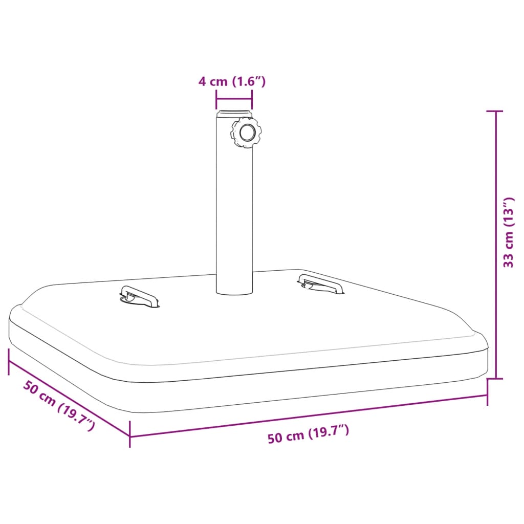 vidaXL Base de parasol avec poignées pour mâts Ø38 / 48 mm 27 kg carré