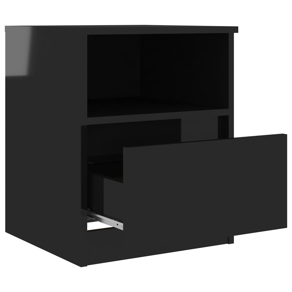 vidaXL Table de chevet Noir brillant 40x40x50 cm Aggloméré