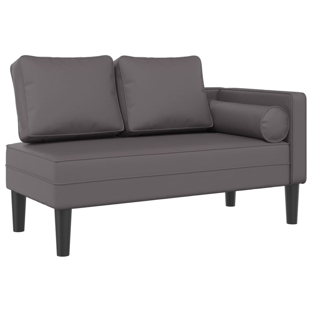 vidaXL Chaise longue avec coussins gris similicuir