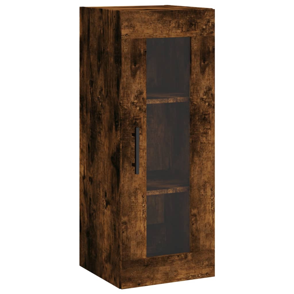 vidaXL Buffet haut Chêne fumé 34,5x34x180 cm Bois d'ingénierie