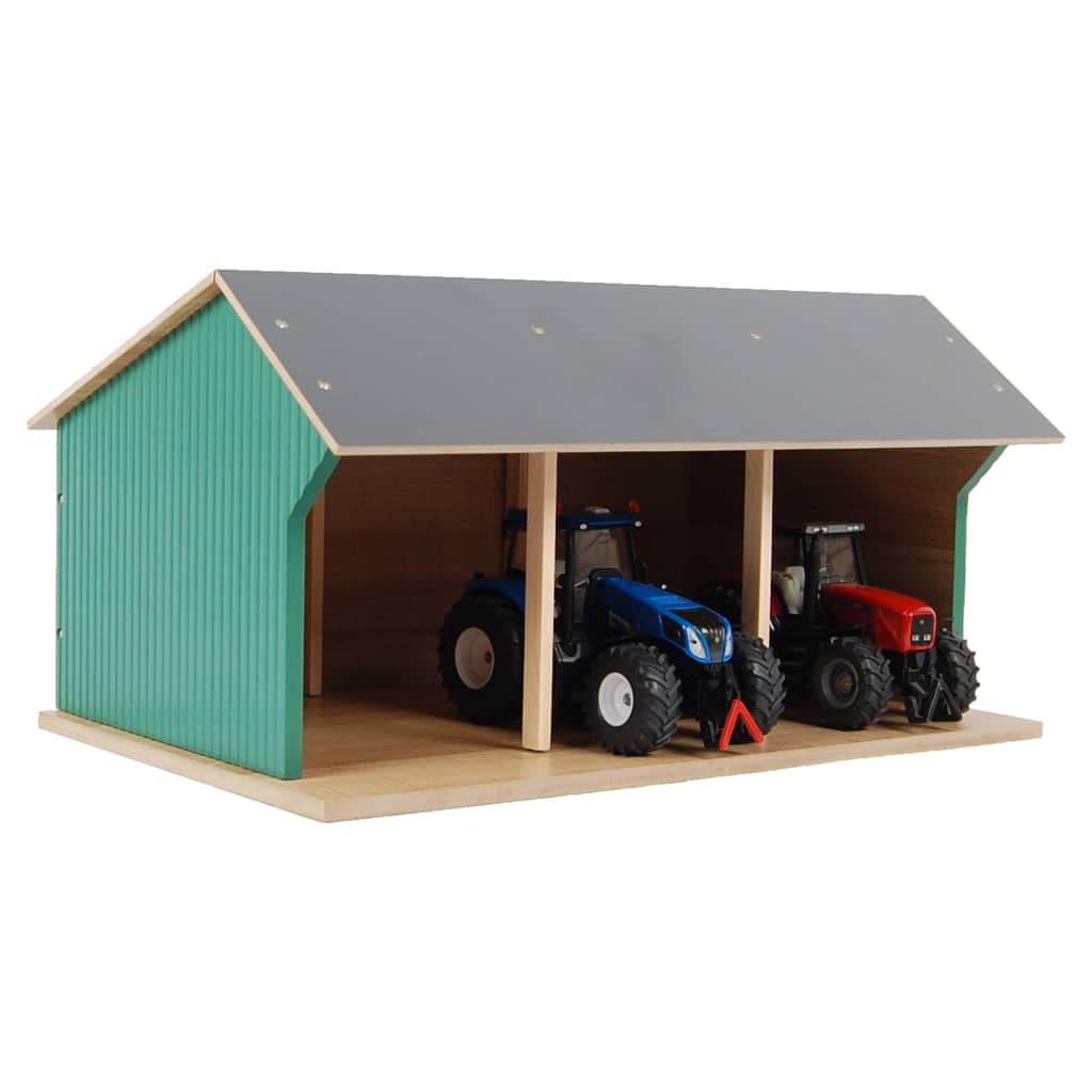 Kids Globe Hangar de ferme pour tracteurs jouet Grand 1:32 Bois 610193