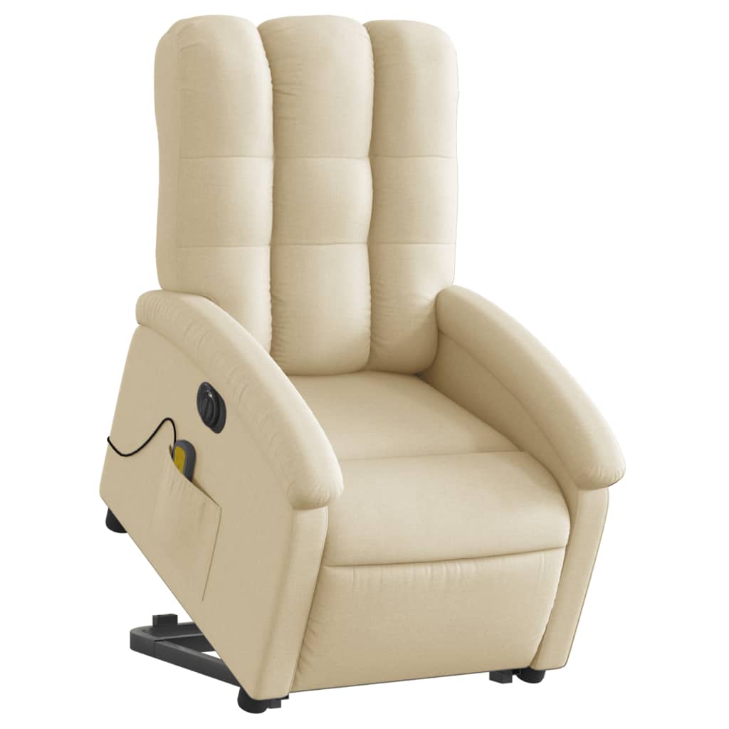 vidaXL Fauteuil inclinable de massage électrique Crème Tissu