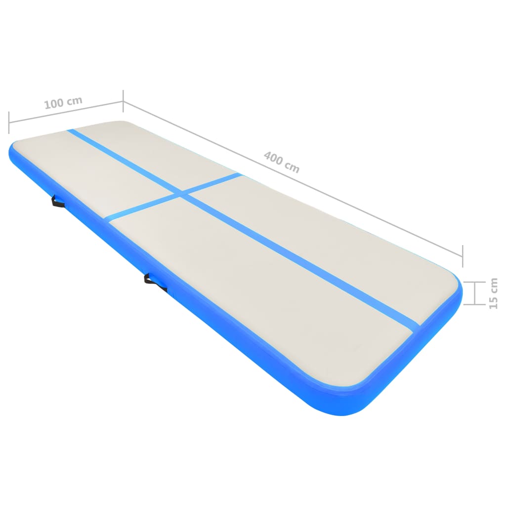 vidaXL Tapis gonflable de gymnastique avec pompe 400x100x15cm PVC Bleu