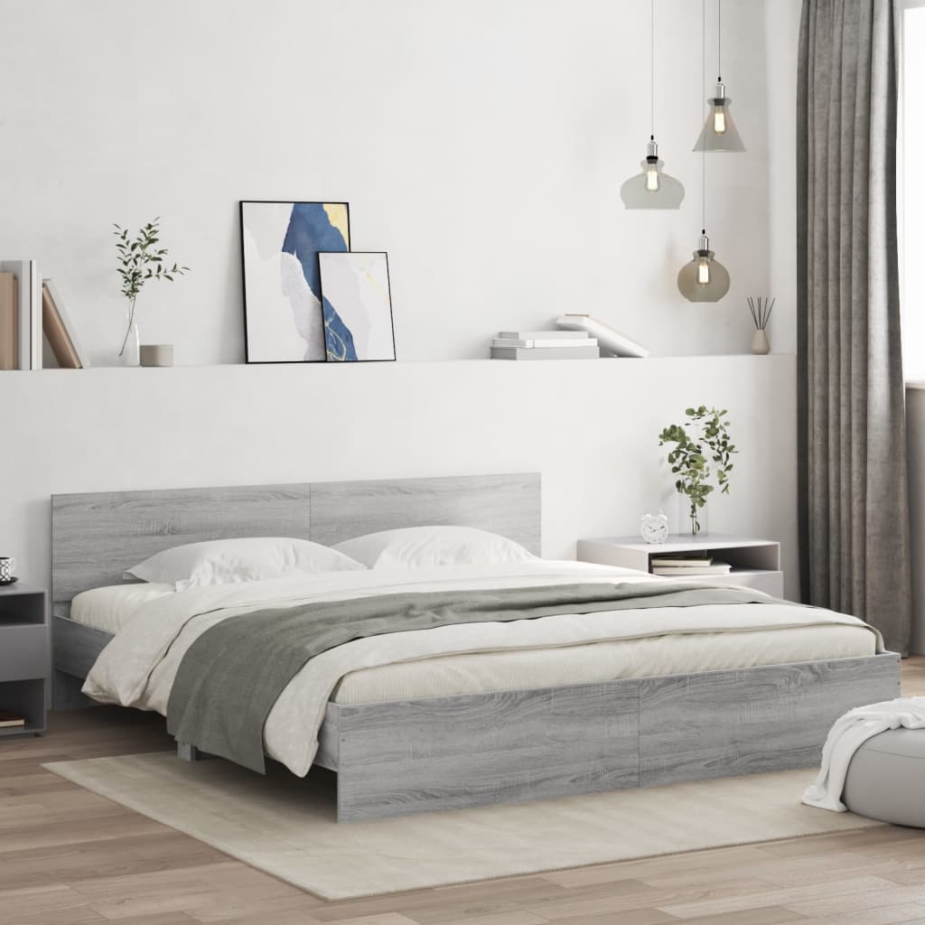 vidaXL Cadre de lit sans matelas sonoma gris 200x200 cm