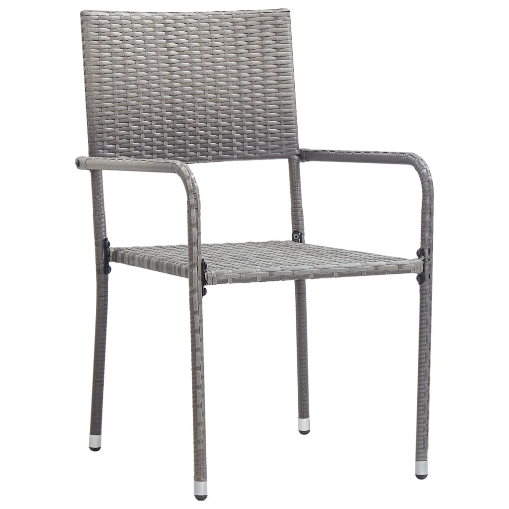 vidaXL Chaise à dîner de jardin empilable lot de 4 gris résine tressée