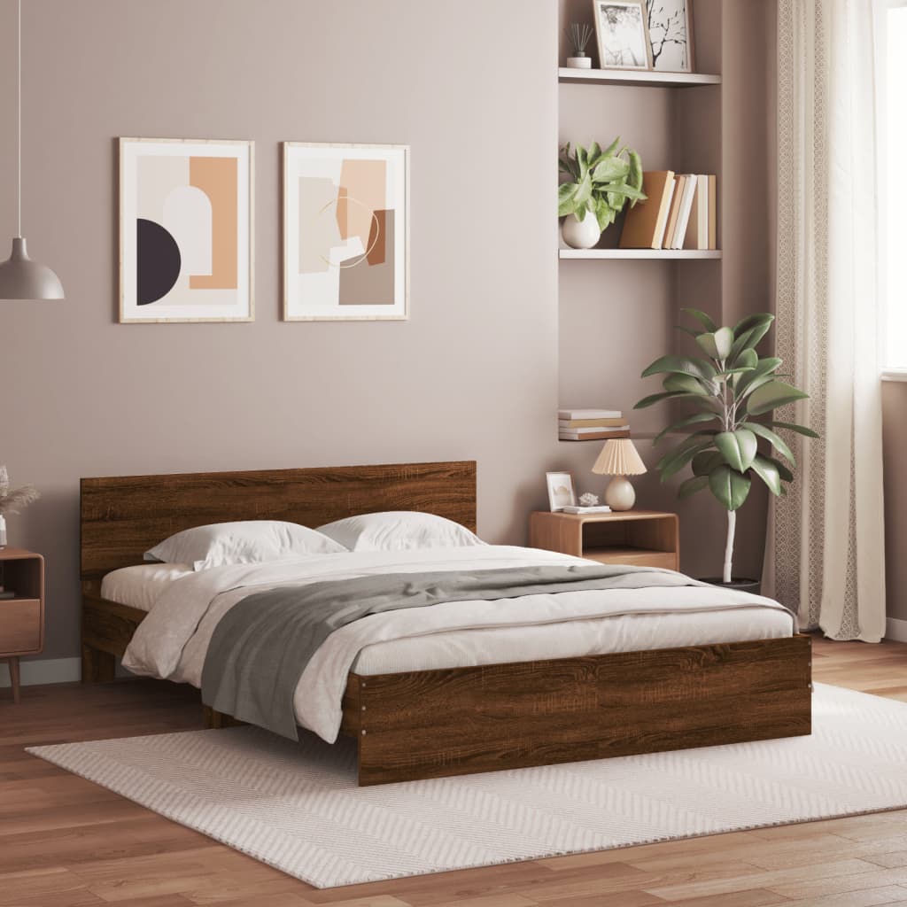 vidaXL Cadre de lit sans matelas chêne marron 140x200 cm