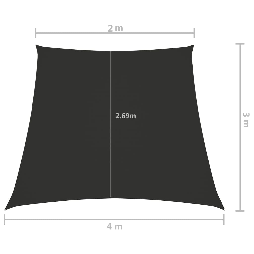 vidaXL Voile de parasol Tissu Oxford trapèze 2/4x3 m Anthracite