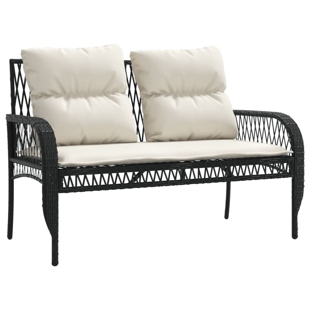 vidaXL Salon de jardin 4 pcs avec coussins noir résine tressée