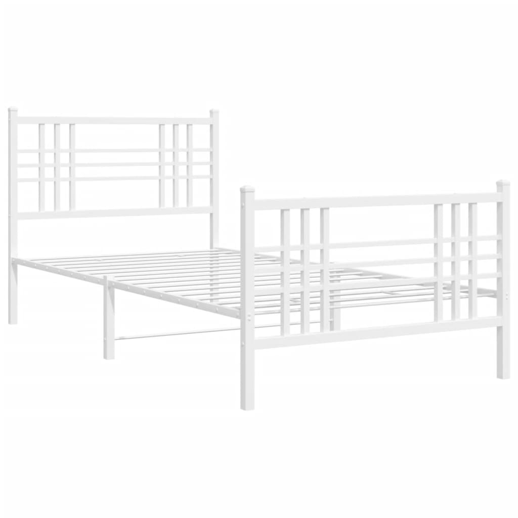 vidaXL Cadre de lit métal sans matelas avec pied de lit blanc 90x190cm