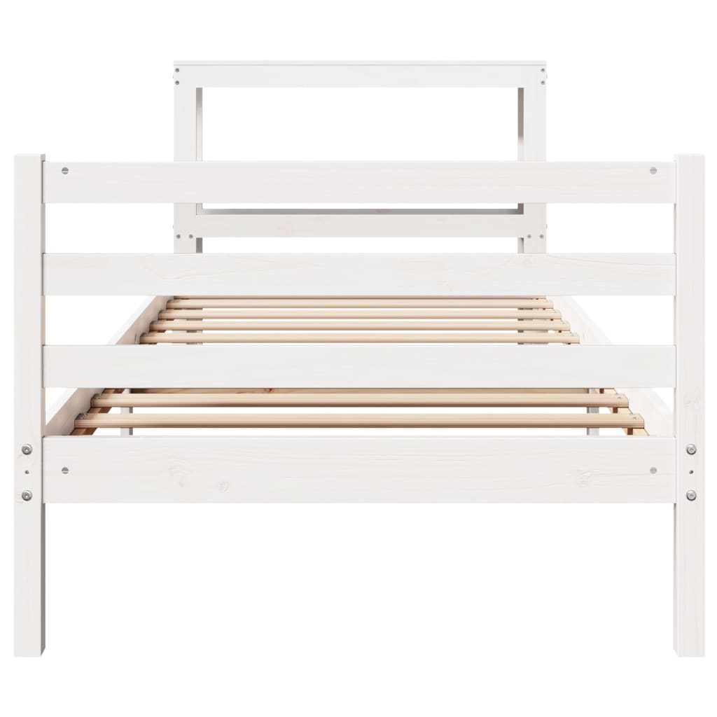 vidaXL Cadre de lit sans matelas blanc 90x200 cm bois de pin massif