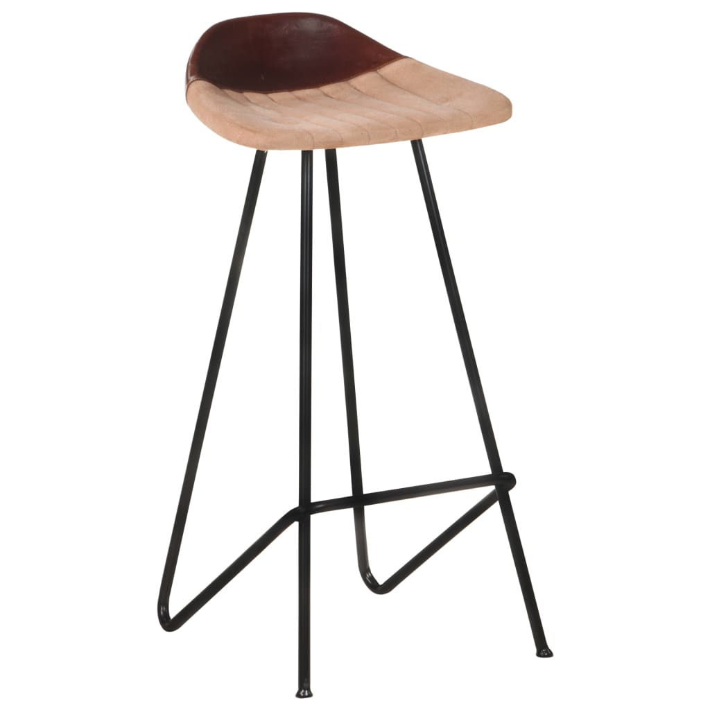 vidaXL Tabourets de bar lot de 4 marron cuir véritable