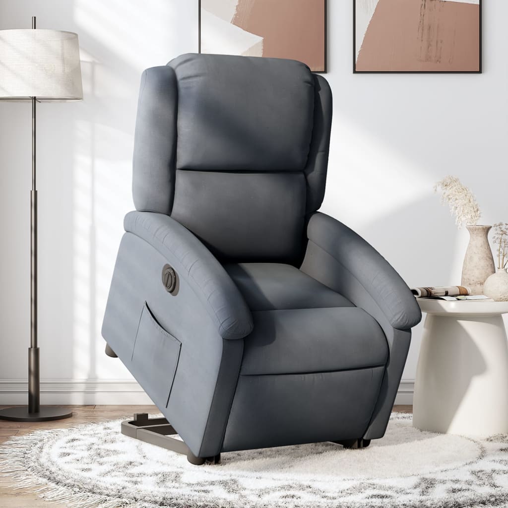 vidaXL Fauteuil inclinable électrique gris foncé velours