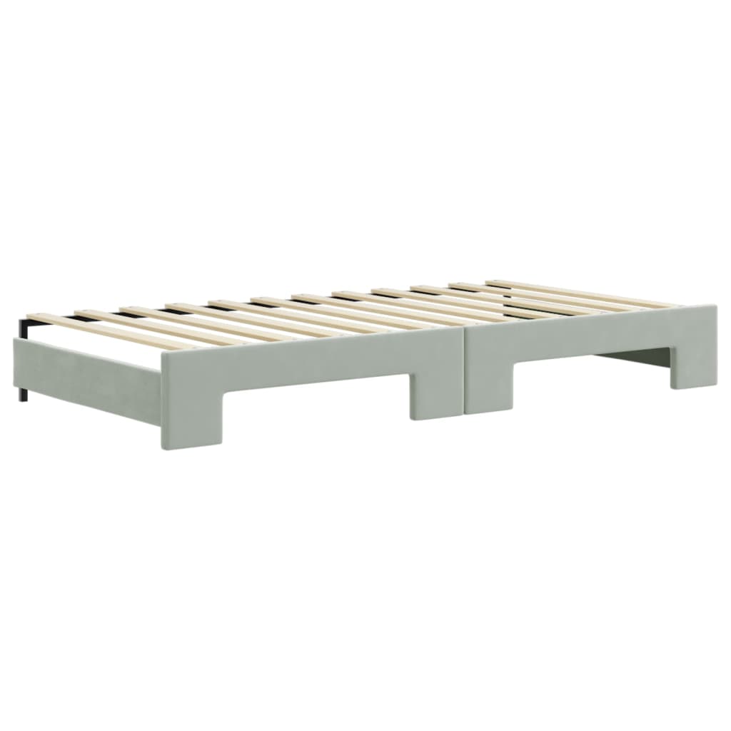 vidaXL Lit de jour et gigogne et matelas gris clair 100x200 cm velours