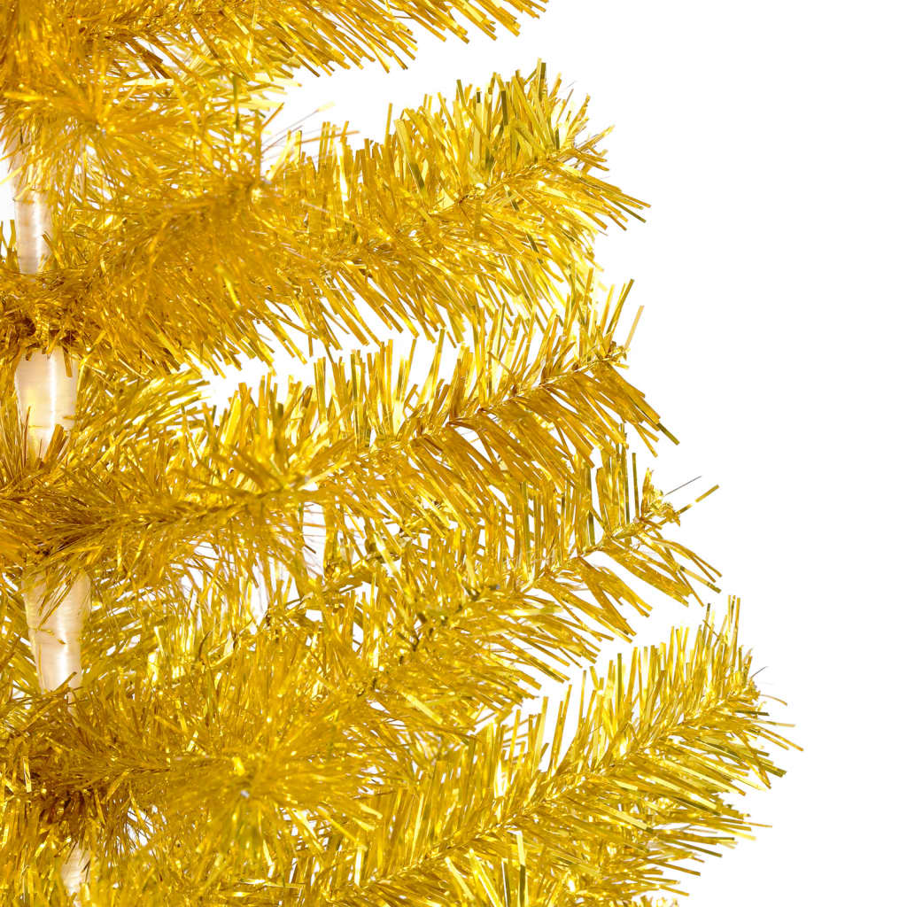 vidaXL Sapin de Noël artificiel pré-éclairé et support doré 210 cm PET