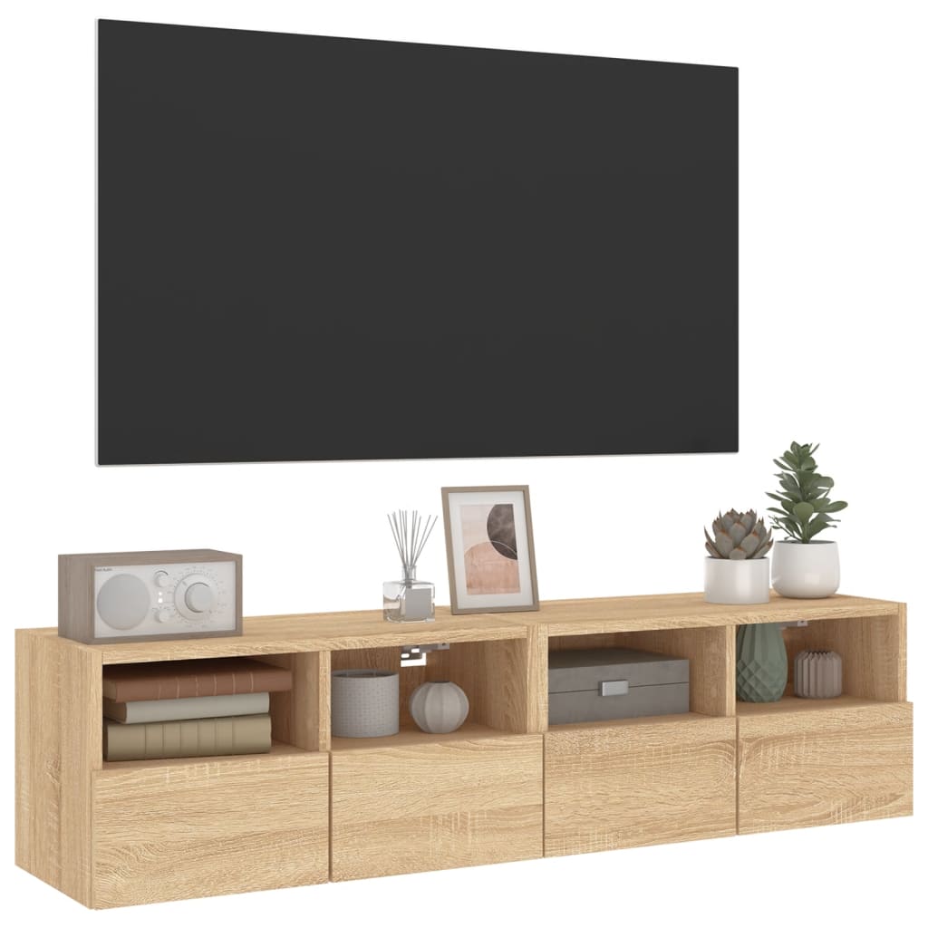 vidaXL Meubles TV muraux 2 pcs chêne sonoma 60x30x30cm bois ingénierie