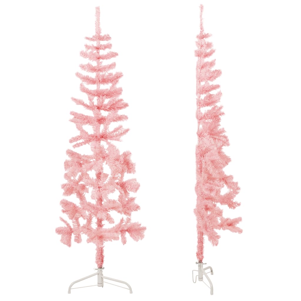 vidaXL Demi sapin de Noël artificiel mince avec support Rose 150 cm