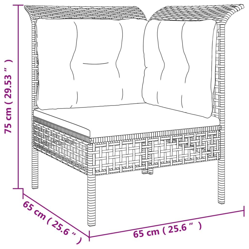 vidaXL Salon de jardin 9 pcs avec coussins Gris Résine tressée