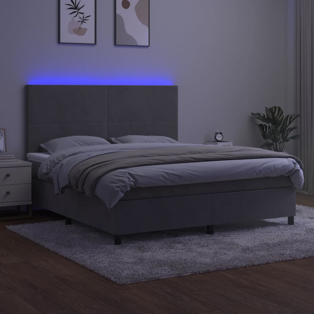vidaXL Sommier à lattes de lit avec matelas LED Gris clair 180x200 cm