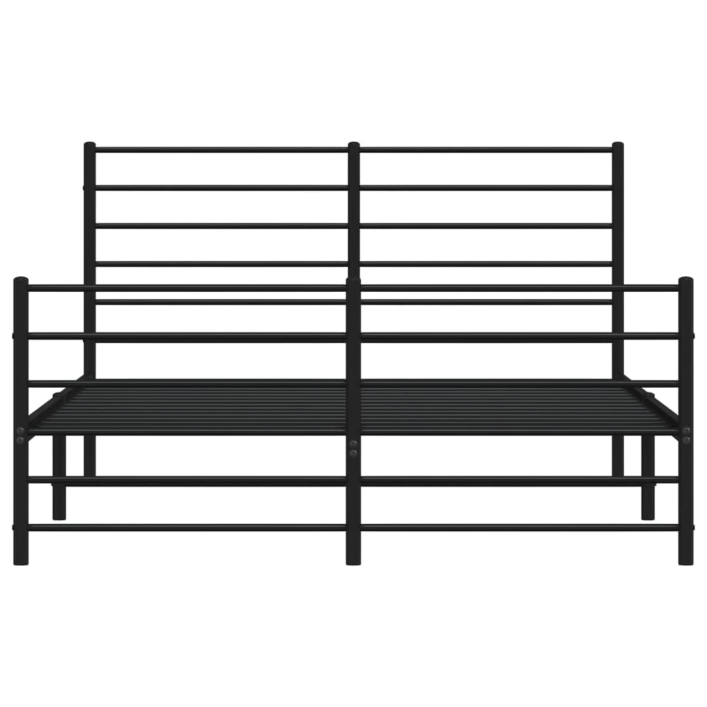 vidaXL Cadre de lit métal sans matelas avec pied de lit noir 135x190cm