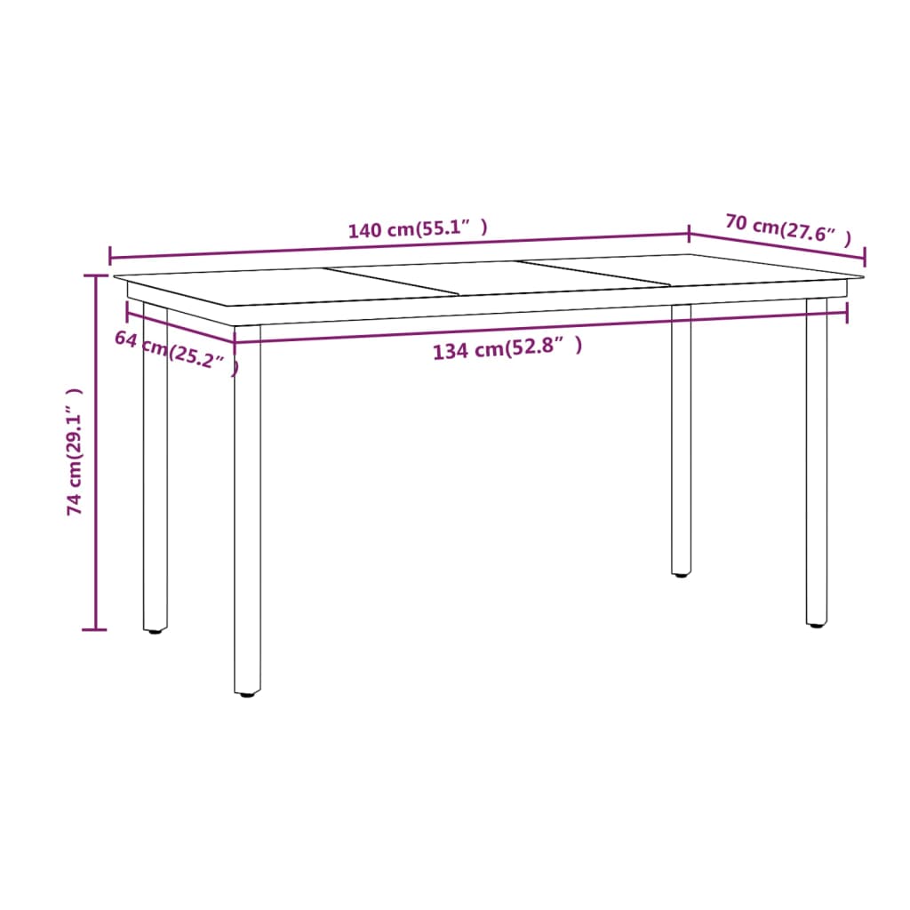 vidaXL Ensemble à manger de jardin et coussins 7 pcs Marron